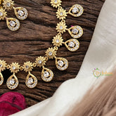 Vriksham Premium Tear Drop & Floral AD Stone Choker-White-G16292